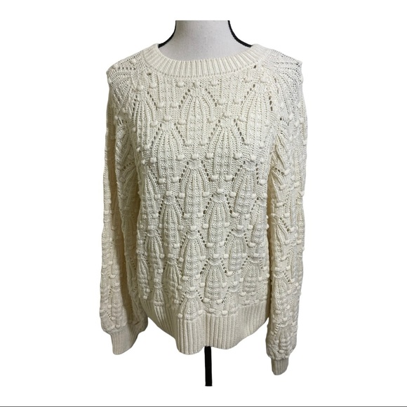 Jun & Ivy womens crewneck sweater Small off white Cotton - Picture 1 of 11